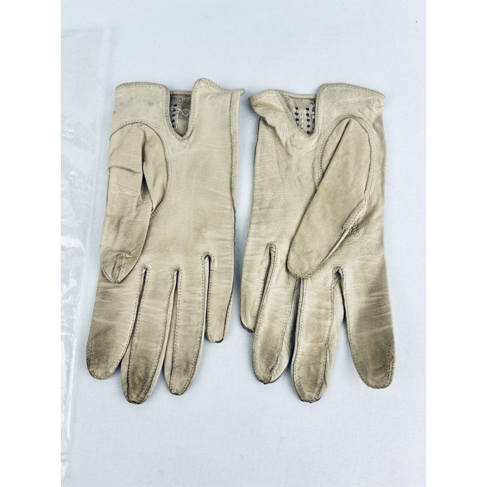 Vintage Madova White Kid Leather Women's Gloves Size 6.5 Florence Italy - Picture 2 of 8